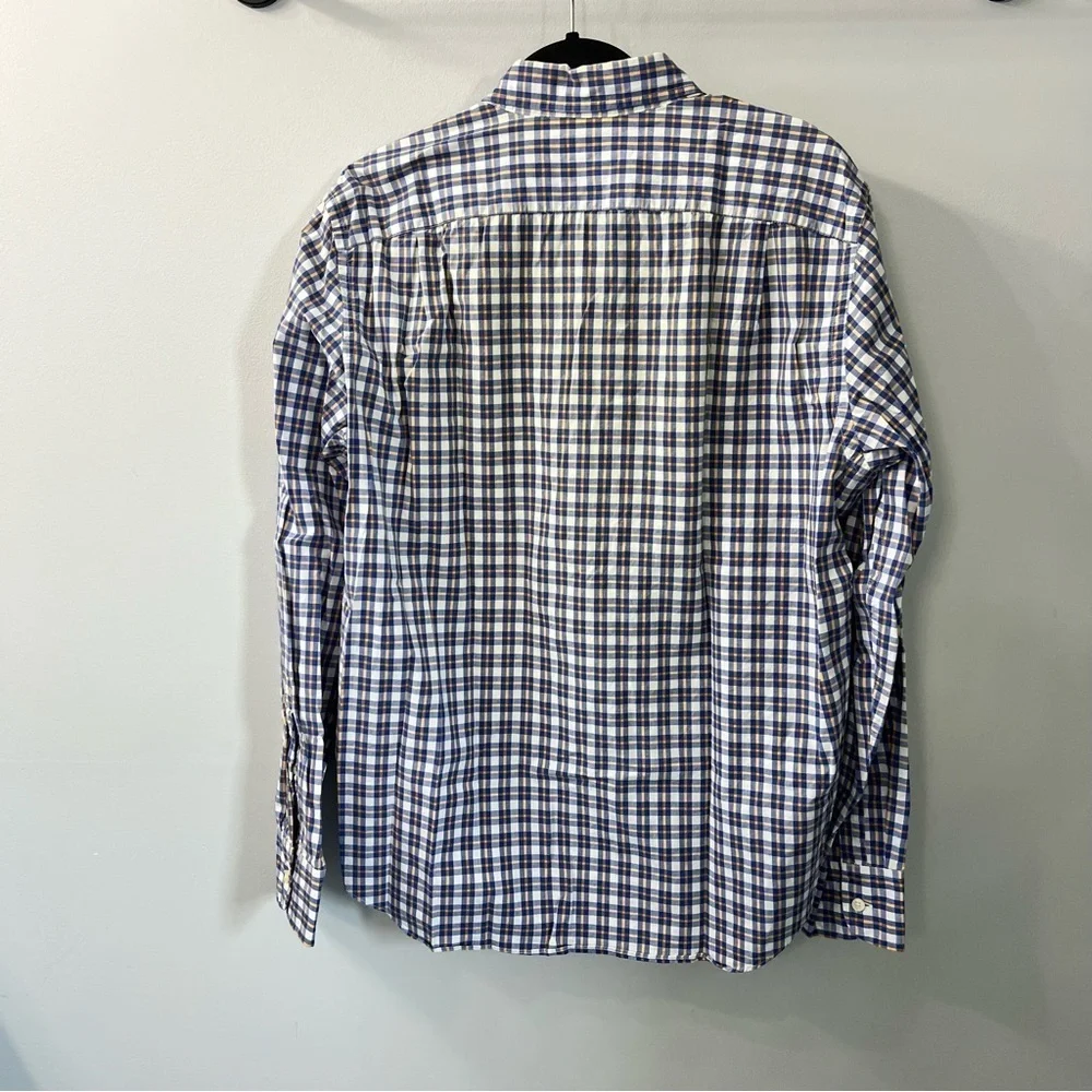 J. Crew Blue & Yellow Plaid Cotton Button Down Dress Shirt Large